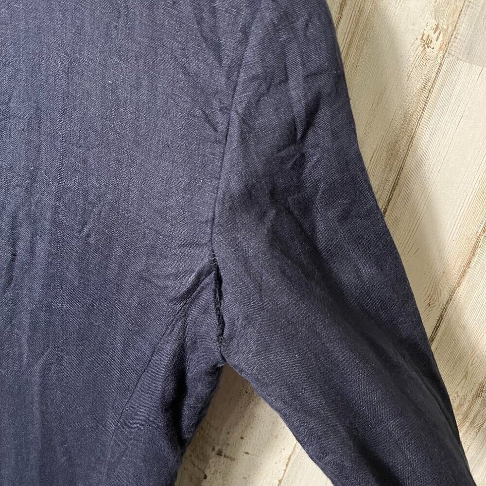 Tory Burch Linen Odelia Contrast Time Navy Blue White Tunic Dress Womens Size 2 - Picture 9 of 9